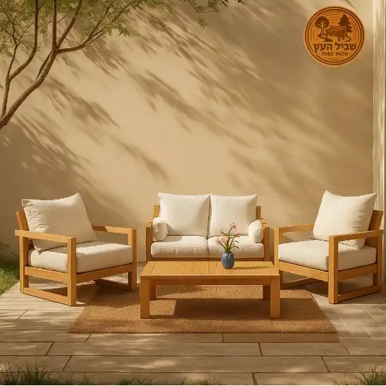 מערכות ישיבה מעץ מלא לגינה או למרפסת