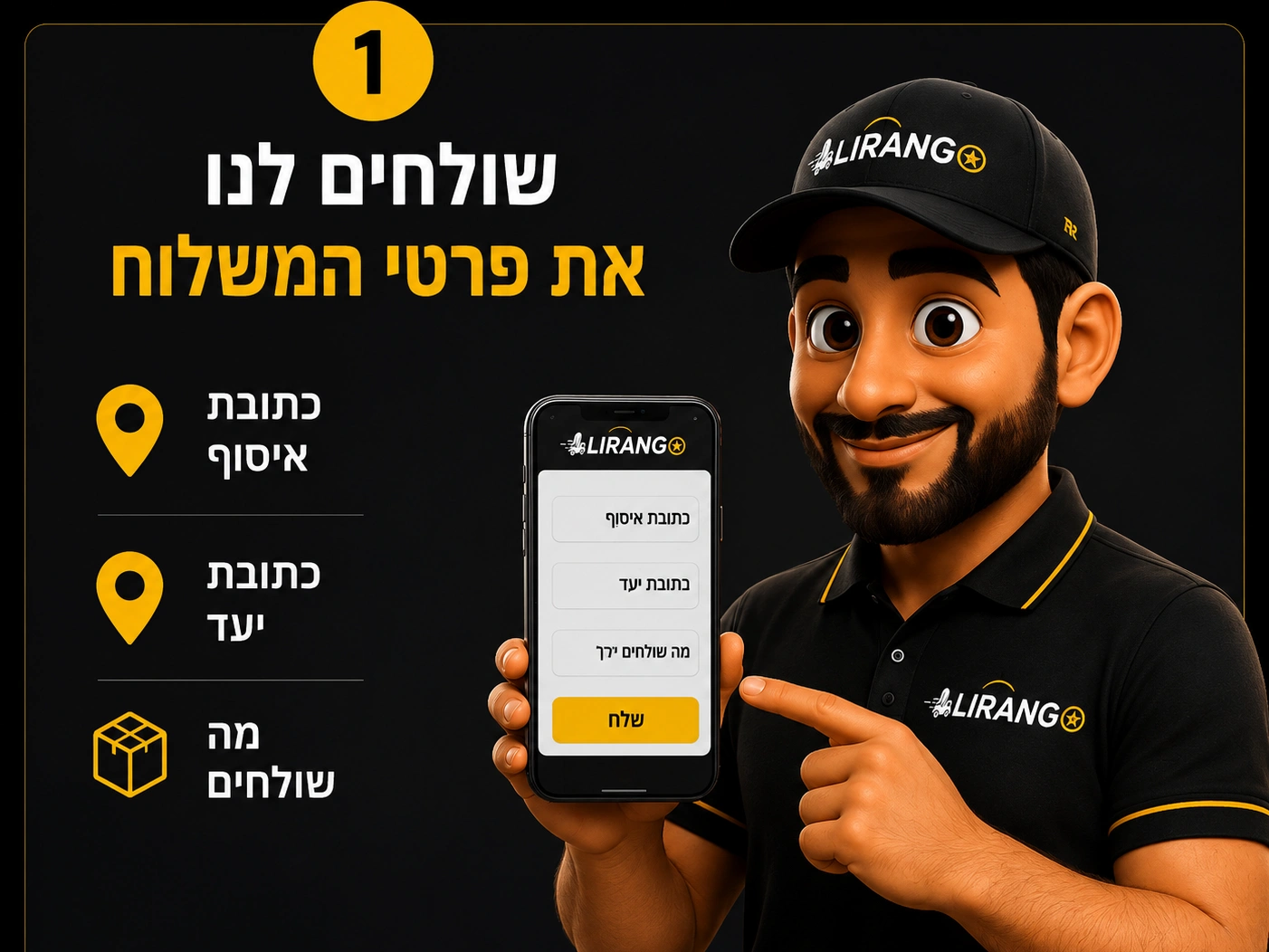 1️⃣ שולחים לנו את פרטי המשלוח