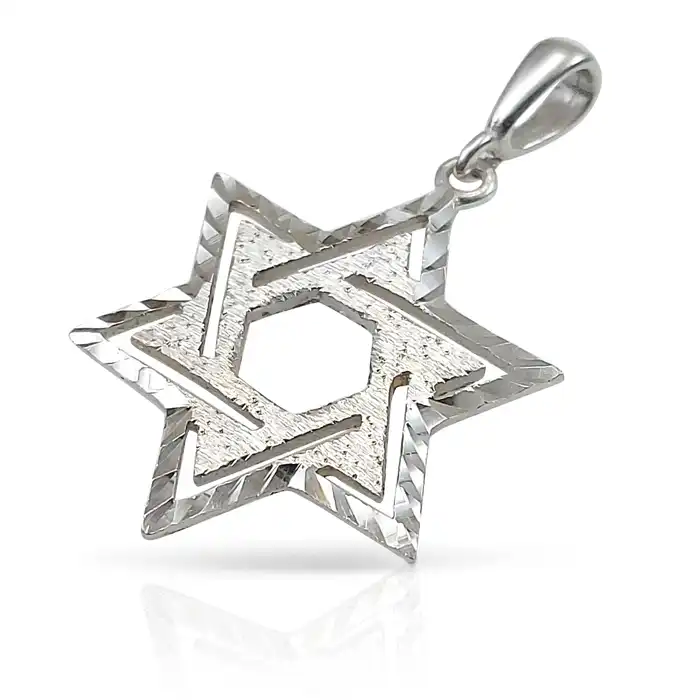 תליון מגן דוד מזהב מט ומבריק 14K