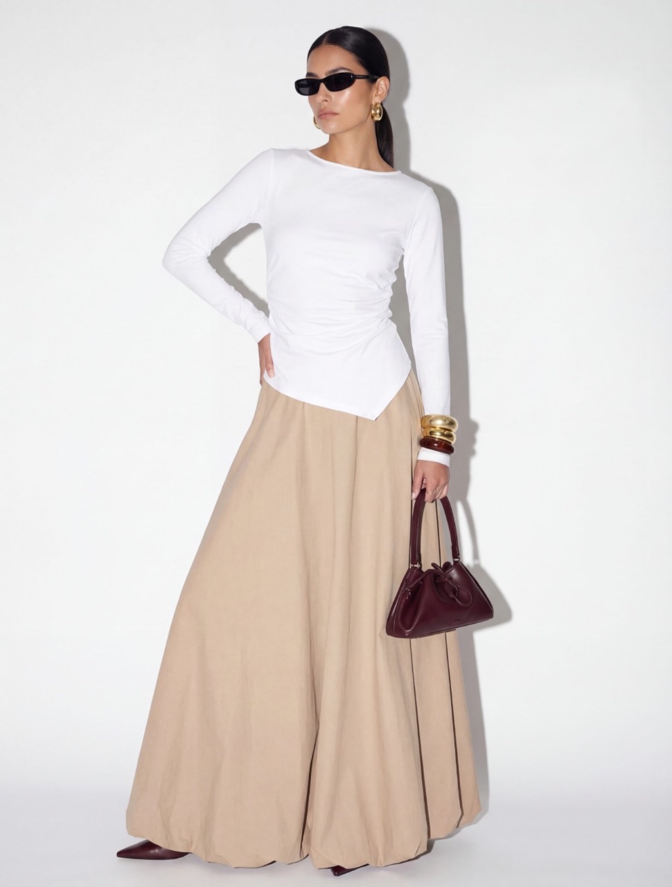 חצאית פופלין בז