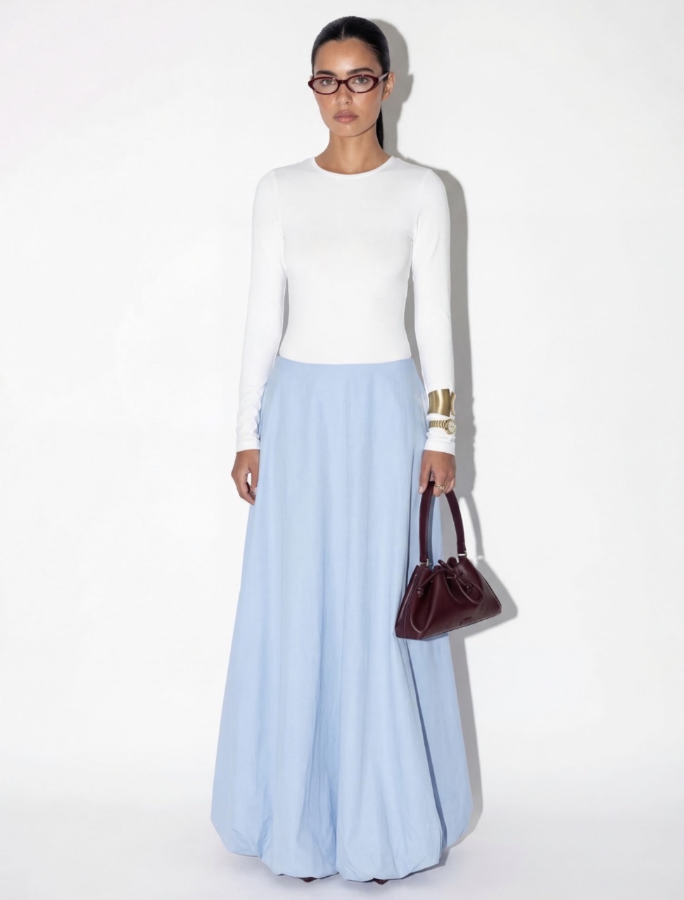 חצאית פופלין תכלת