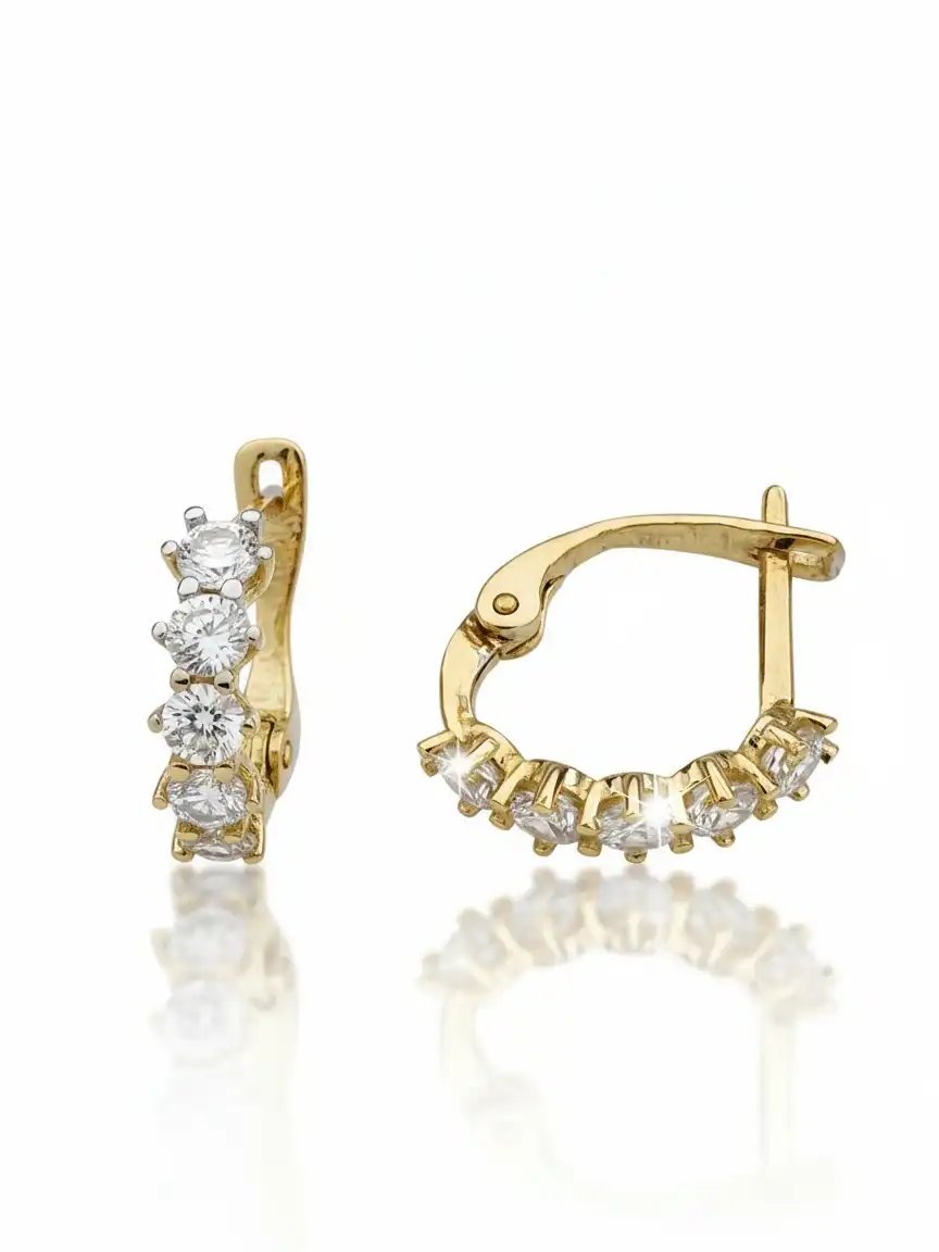 עגילי חישוק עם אבן זירקוניה זהב 14K