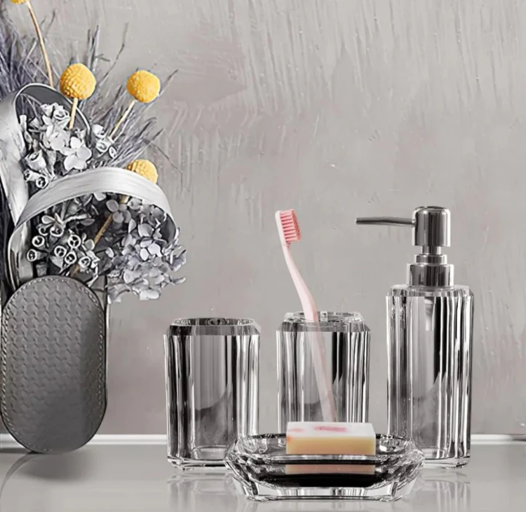 סט אקרילי לאמבטיה 4 חלקים יוקרתי