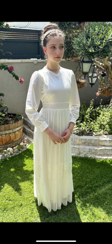 שמלת בת מצווה קלאסית עליון סאטן