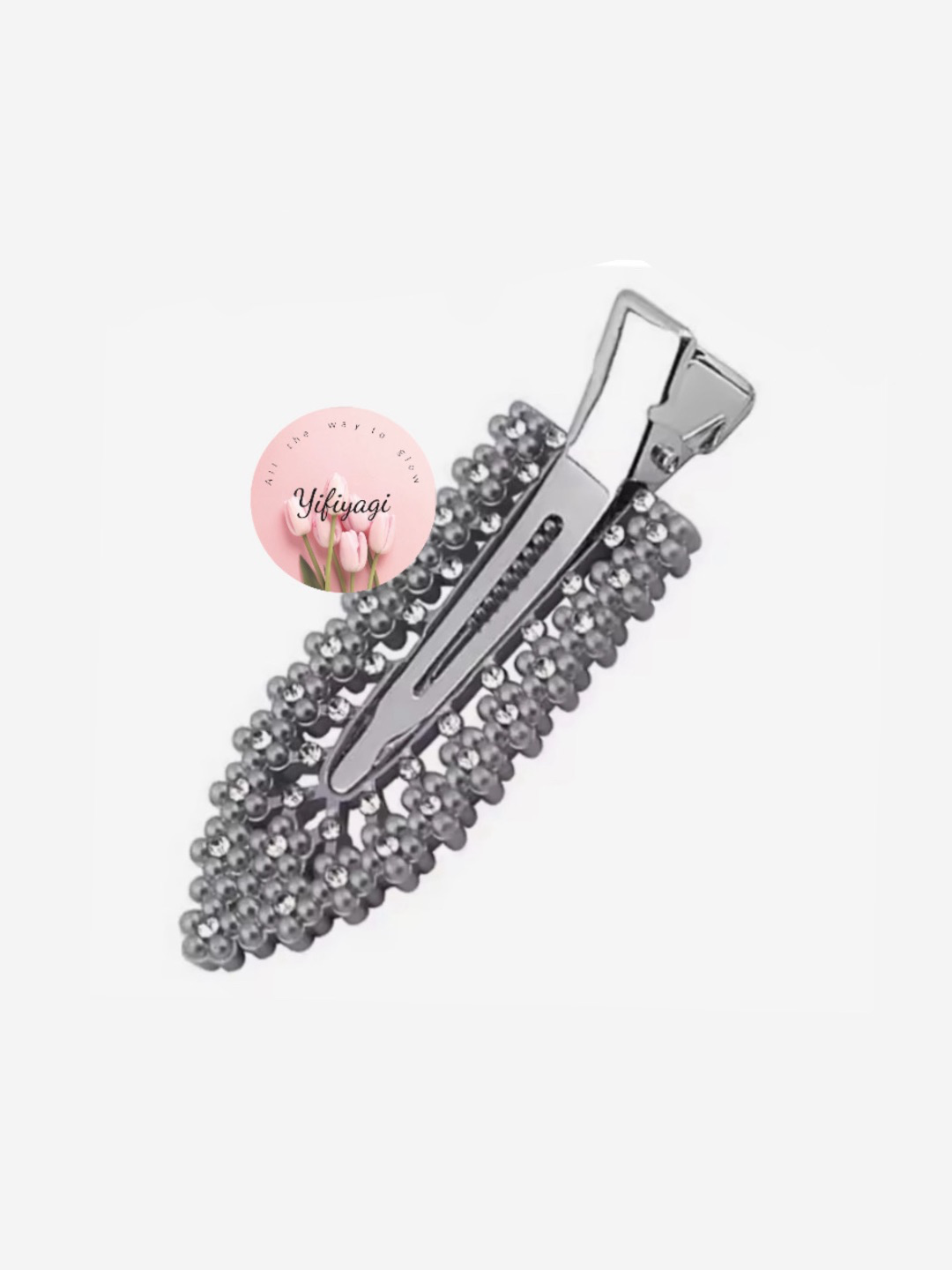 שתי סיכות פנינים אפור כסוף