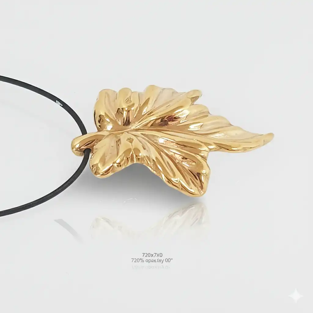 תליון  עלה זהב 18Kכולל שרשרת