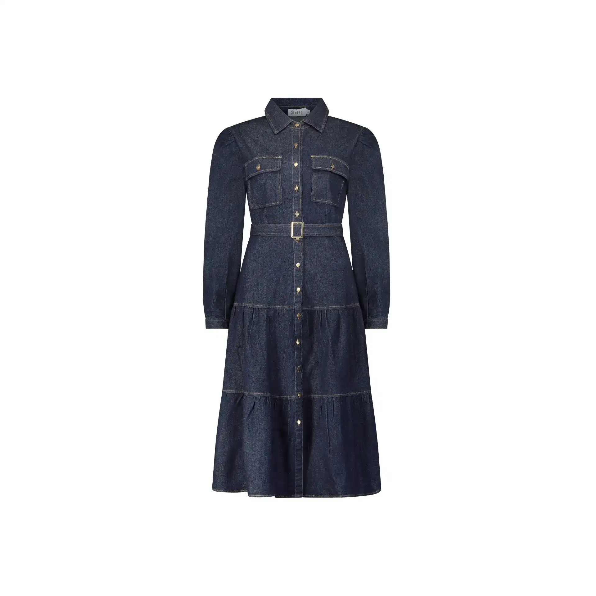 שמלת ג'ינס מקסי עם חגורה