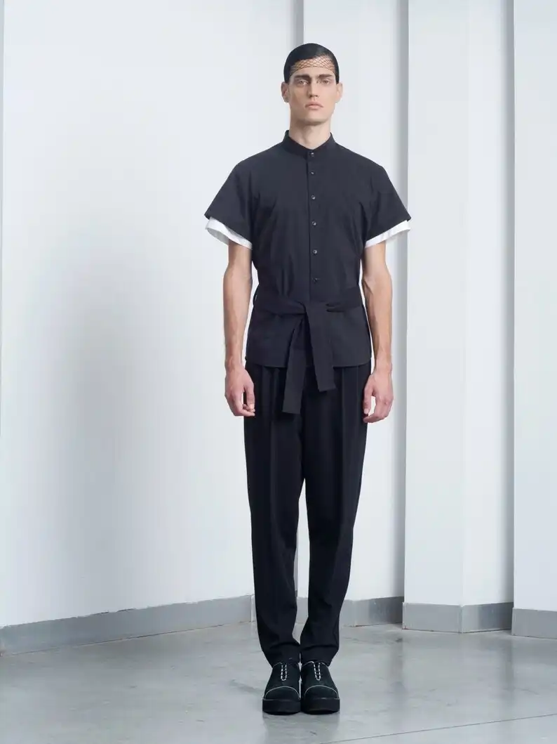 מכנסי האראם שחורים לגברים: מכנסיים מחויטים בגזרת Drop Crotch