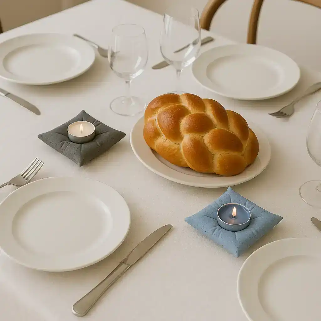 איך לשלב פמוט כרית בעיצוב שולחן שבת בצורה אלגנטית?