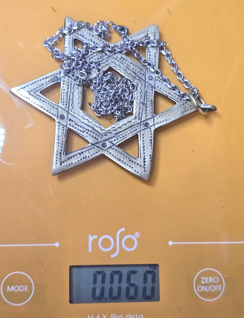 שרשרת +תליון כסף מלא מגן דויד התליון בממדים גדולים (60ג'ר) תליון נדיר