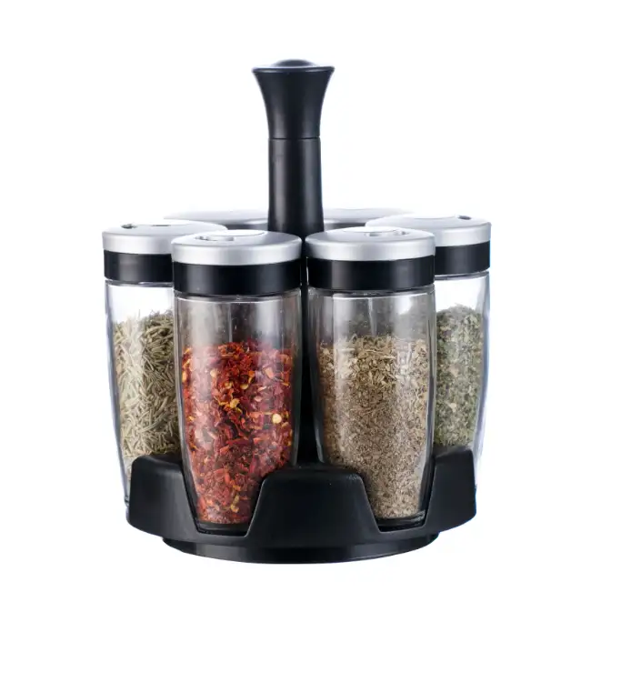 קרוסלת תבלינים 6 צנצנות זכוכית סולתם