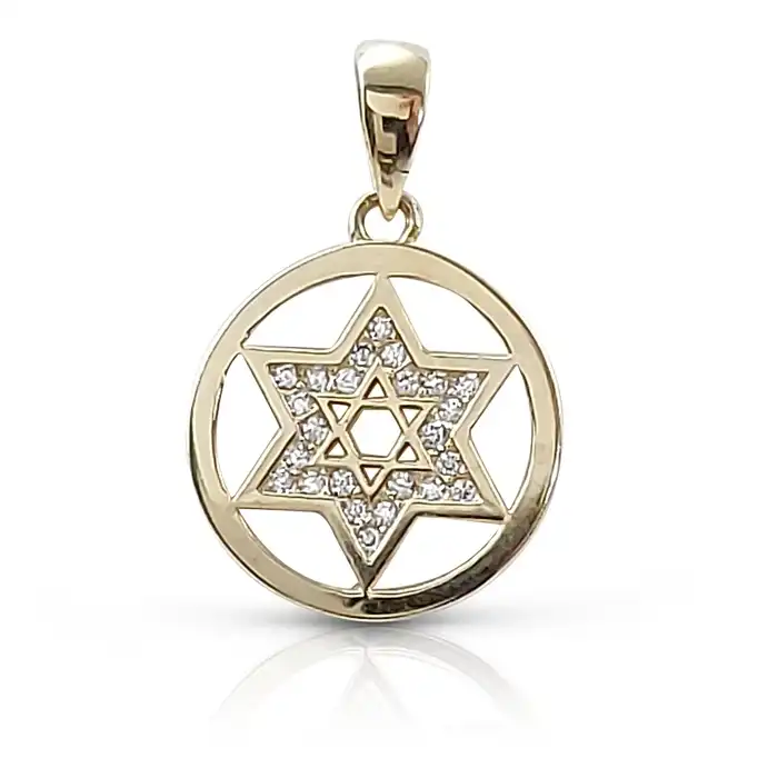 מגן דוד בעיגול משובץ 14K
