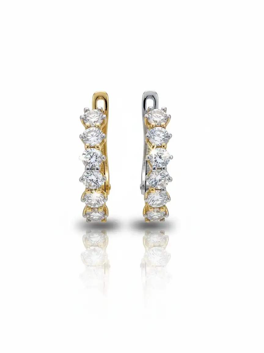 עגילי חישוק עם אבן זירקוניה זהב 14K