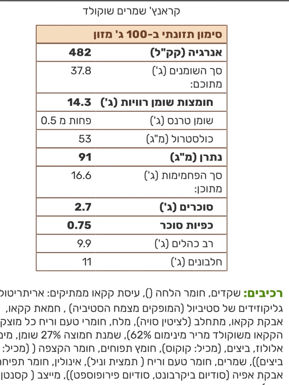 קראנץ׳ שמרים שוקולד