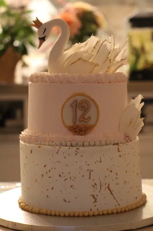 🦢עוגת בת מצווה ברבור🦢 ברבור מפוסל מבצק סוכר