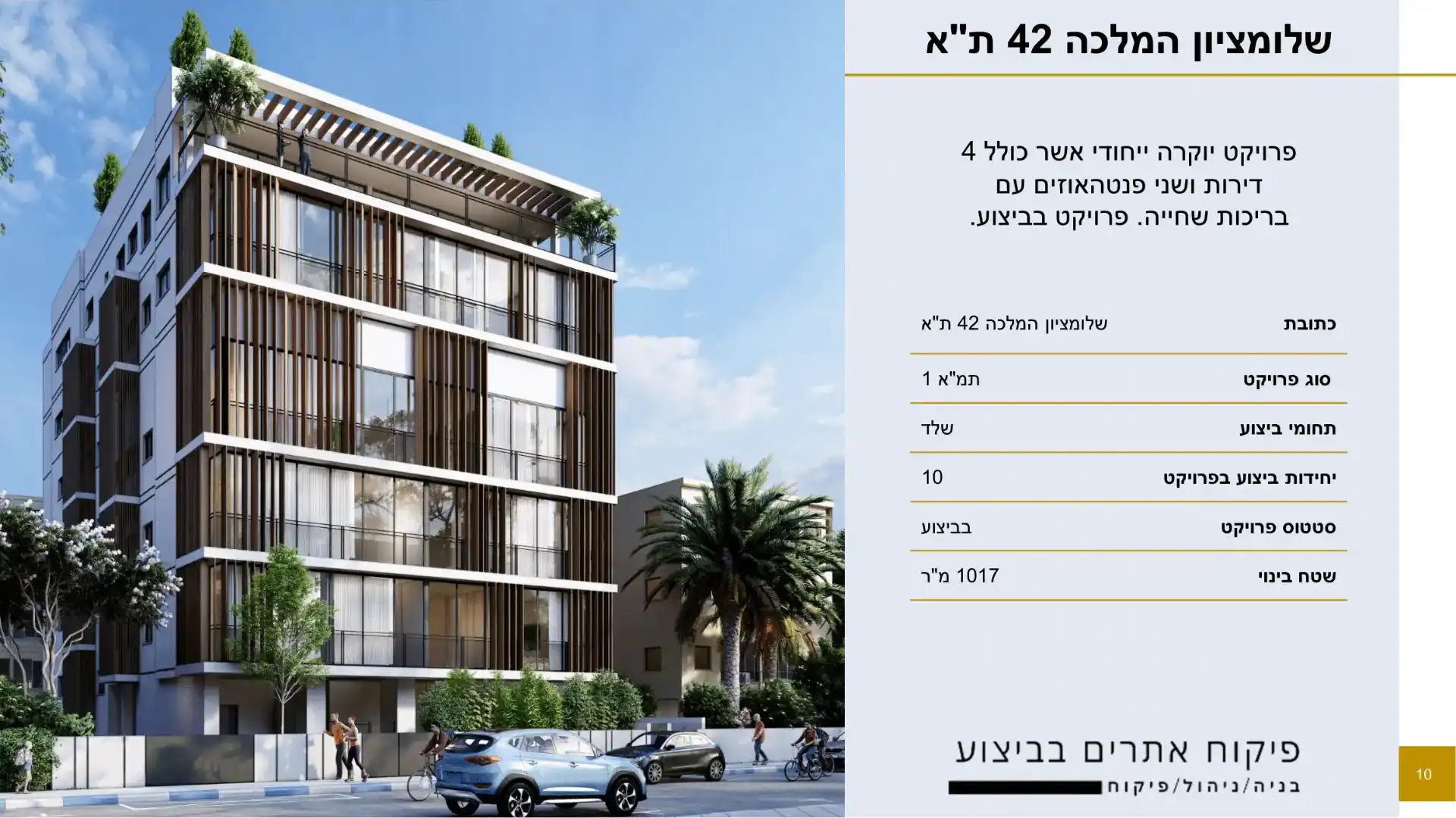 פרויקט בניה יזמות- ת"א