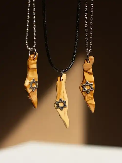 שרשרת ארץ ישראל מעץ זית