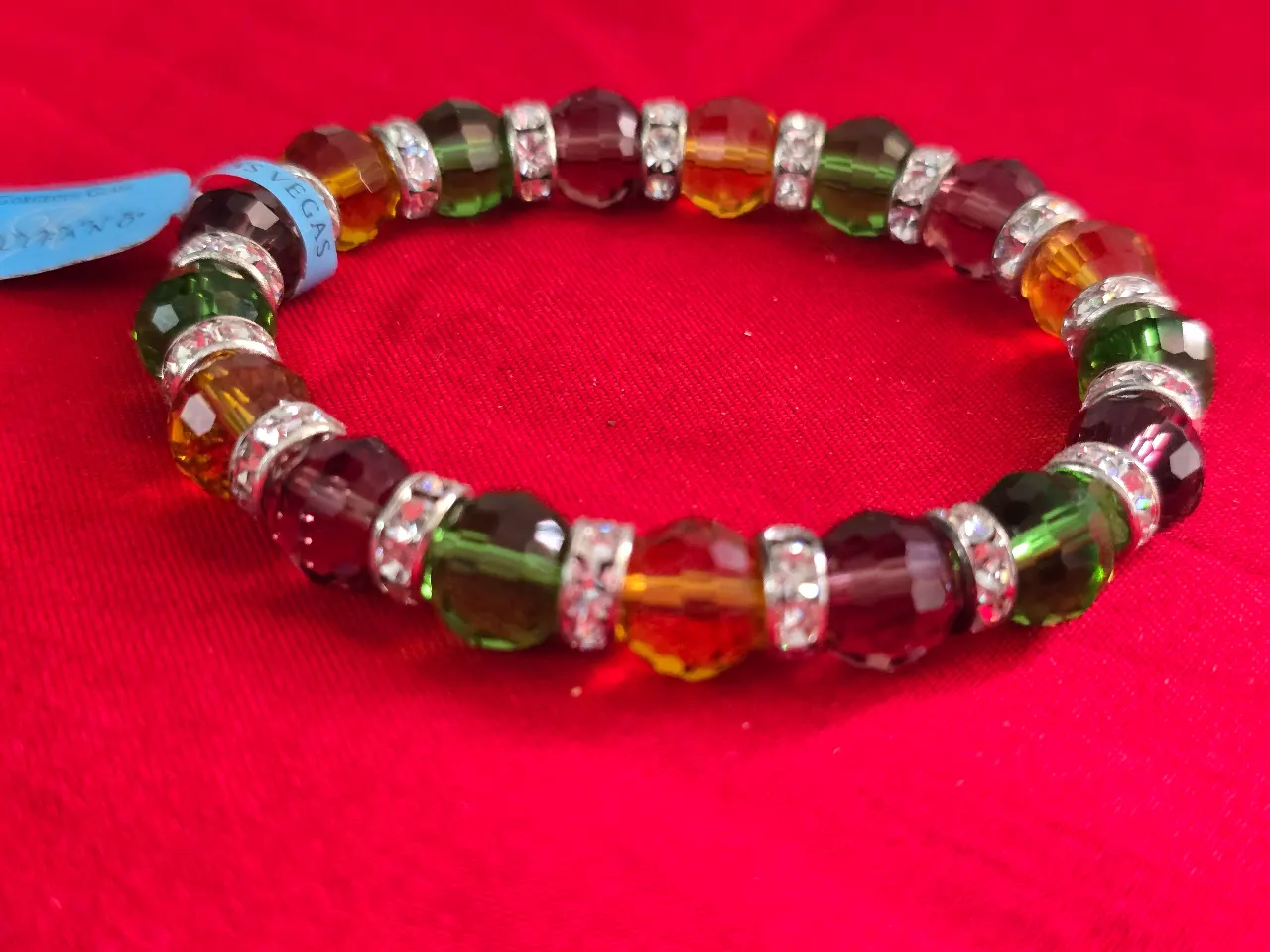 צמיד זכוכית מרהיב עם זירקוניה, תוצרת KALIFANO-LAS VEGAS, קוטר 70 מ"מ צמיד אלסטי