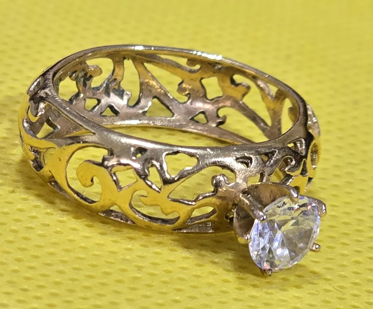 טבעת כסף 925 וינטג' מצופה זהב עבה ואיכותי מבית "עץ או פלי"