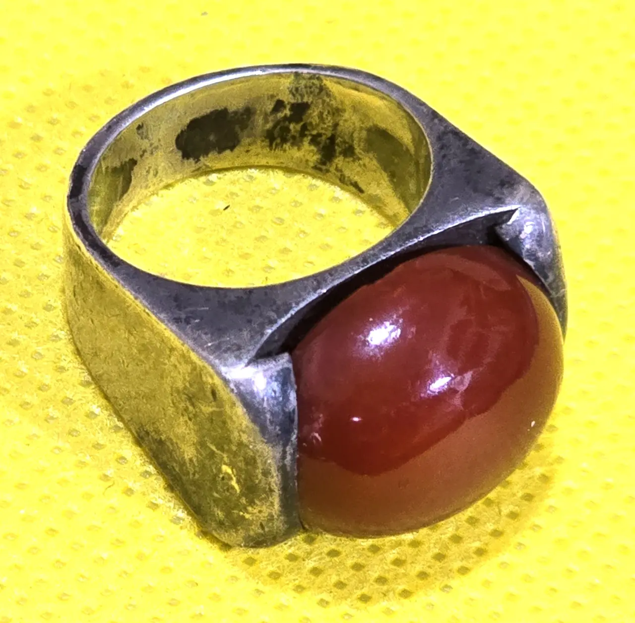 טבעת כסך 925 חתומה שבוץ אבן קורנילאן גדולה מידה 5