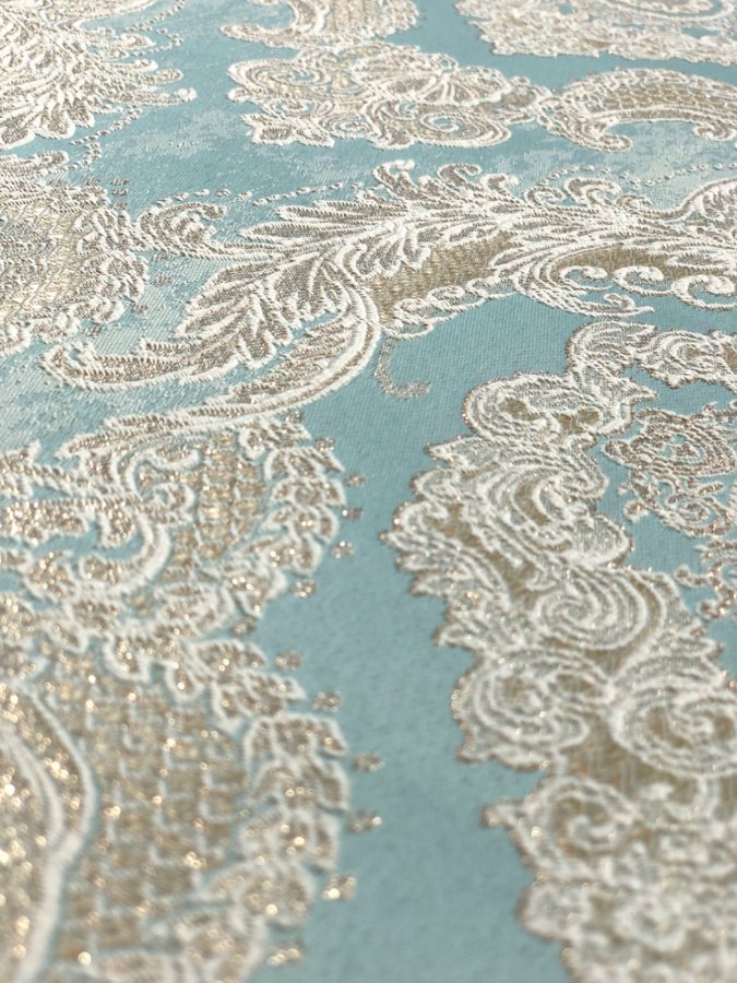 ז׳קארד דגם מלכות צבע טורקיז זהב עדין