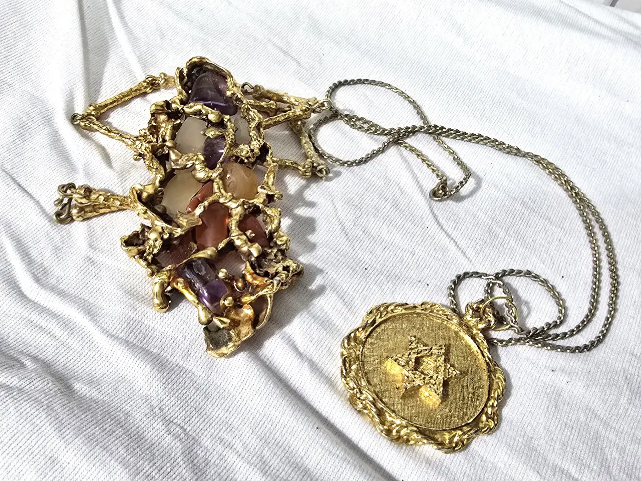 זוג פריטי אופנה ואביזרים אבנים אמיתיות בתליון הגדול