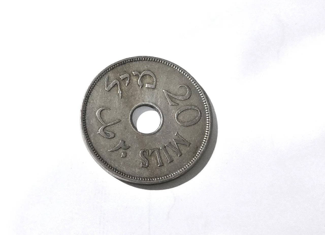 תאור הפריט: Palestine 20 Mils 1927 КМ-5, Copper-Nickel; 11.30g, Mintage 1,500,000; VF