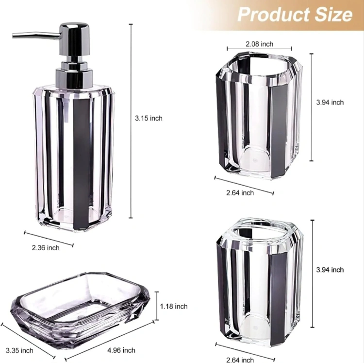 סט אקרילי לאמבטיה 4 חלקים יוקרתי