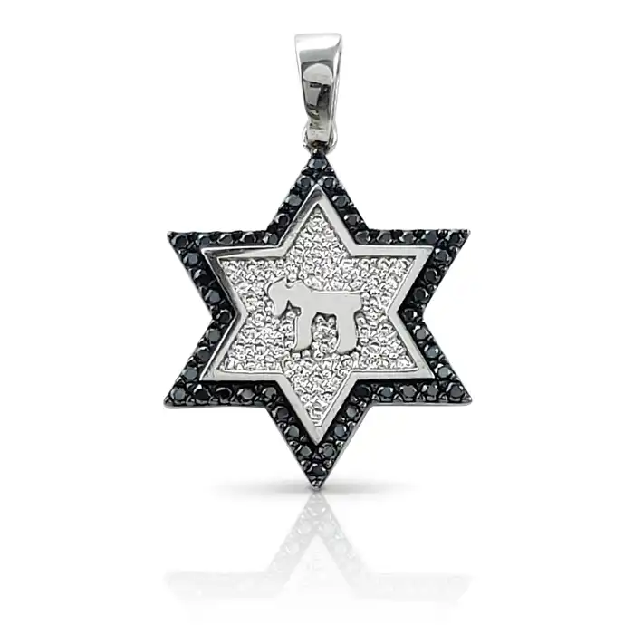 תליון מגן דוד מזהב בשיבוץ זירקונים 14K