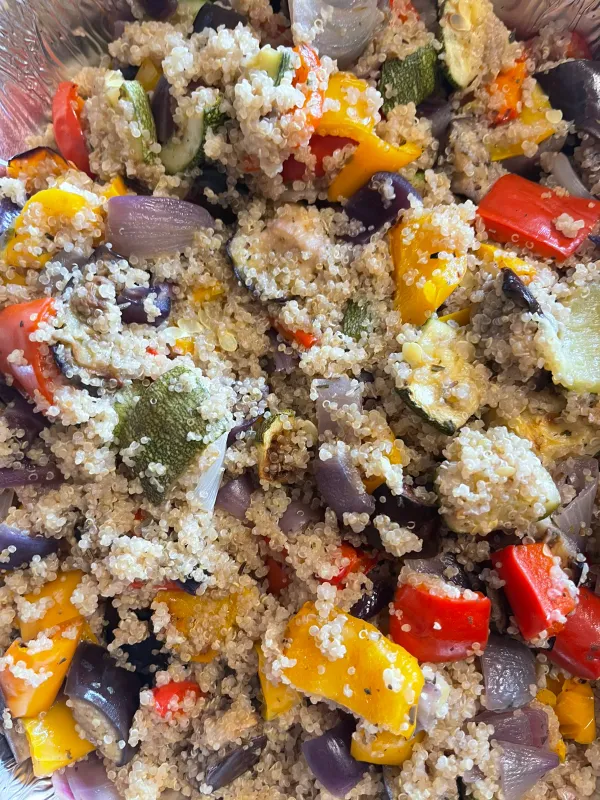 9x13 quinoa with roasted veggies