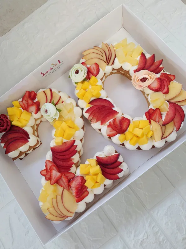 עוגת מספרים פירות🍓🥭🍎🍍