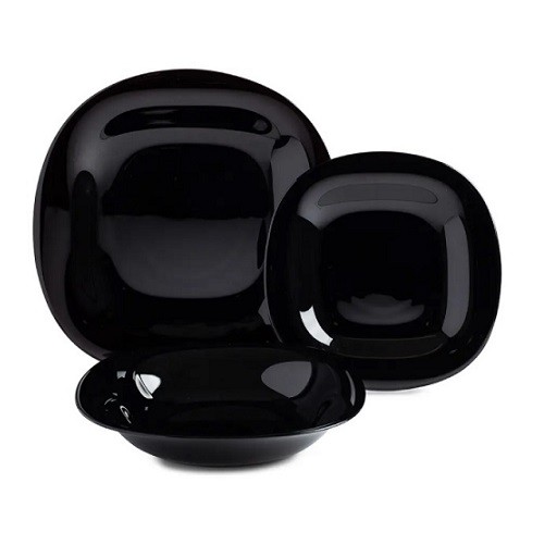 סט צלחות שחורות 18 חלקים ל6 סועדים