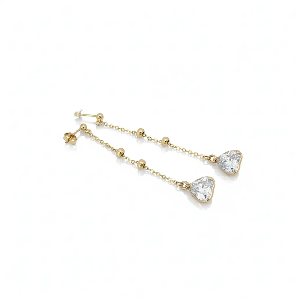 עגילי זהב 14K תלויים עם אבן זירקוניה