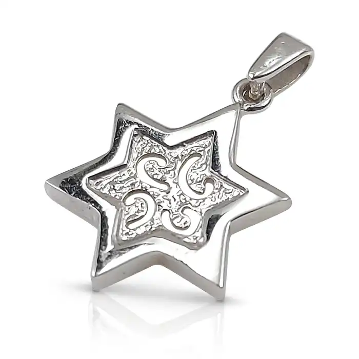 תליון מגן דוד מעוצב בשני מפלסים 14K