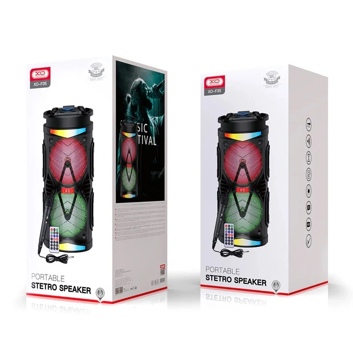 רמקול נייד גדול עם מיקרופון ותאורת לד