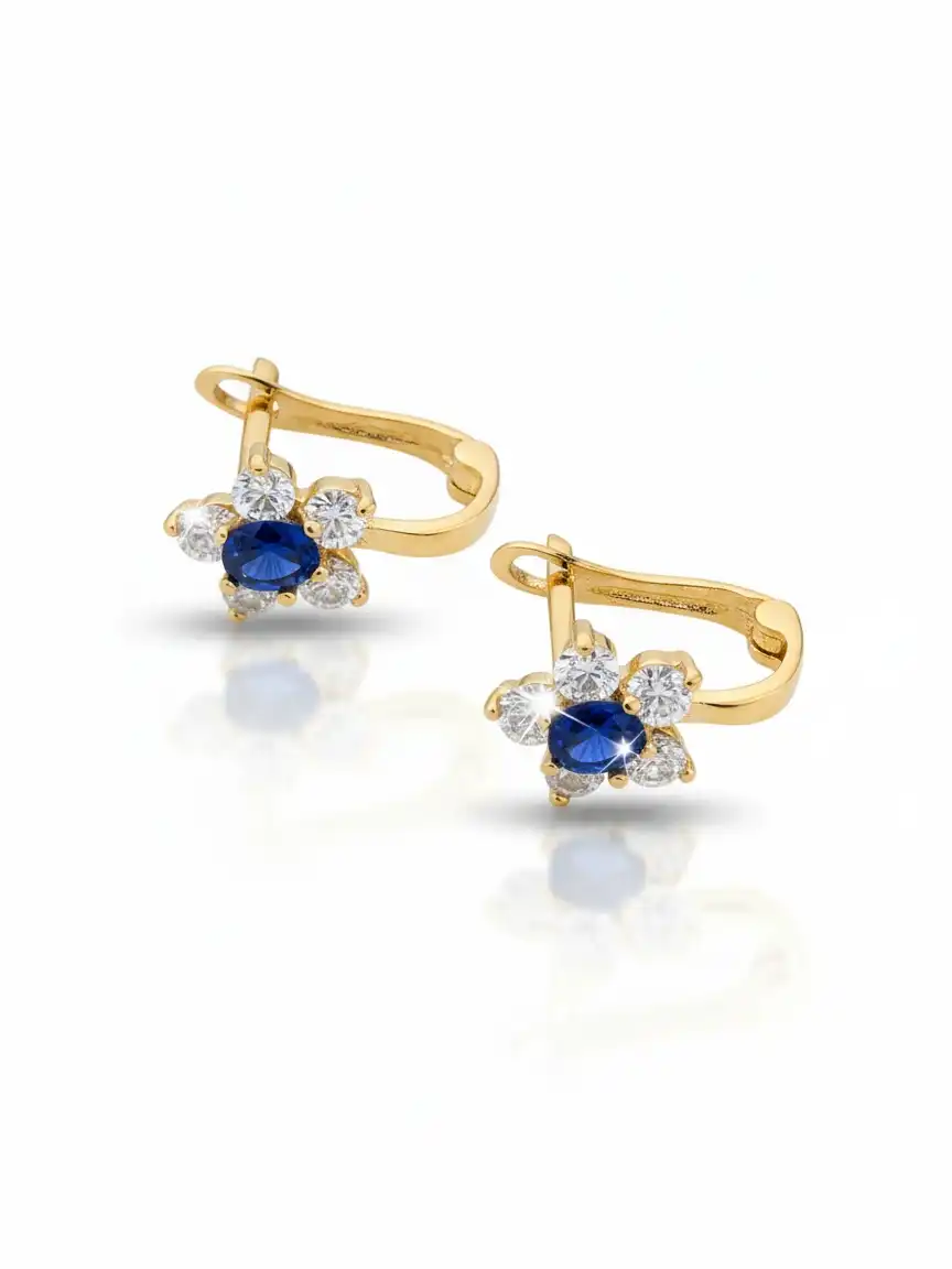 עגילי פרח לילדה זהב 14K