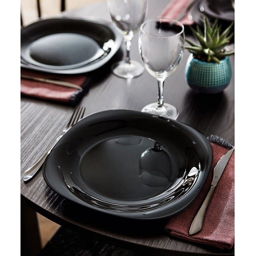 סט צלחות שחורות 18 חלקים ל6 סועדים