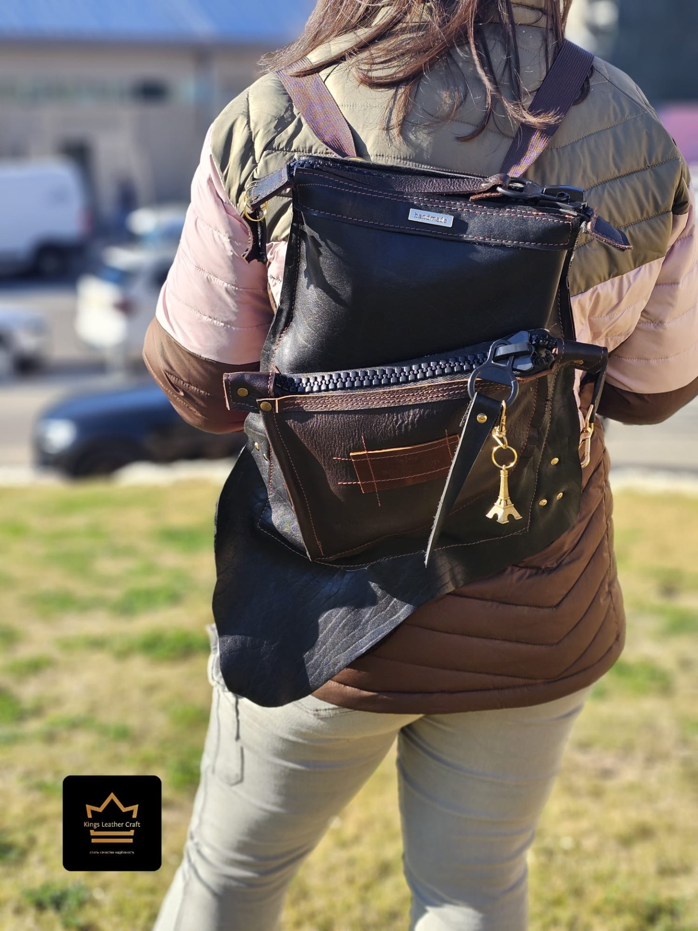 תיק גב/צד גדול עם כיסים ורוכסן איכותי