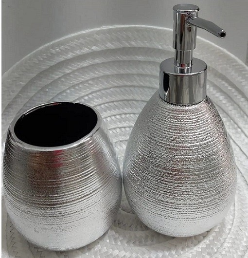  סט לאמבטיה דיספנסר לסבון וכוס למברשות שיניים