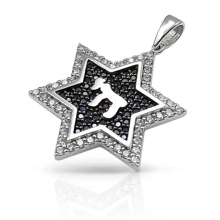 מגן דוד עם חי – תליון יודאיקה 14K