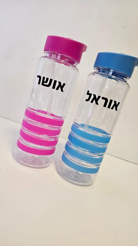 בקבוק ורוד ותכלת פסים