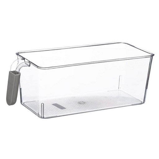 מיכל אחסון מפלסטיק שקוף למקרר עם ידית