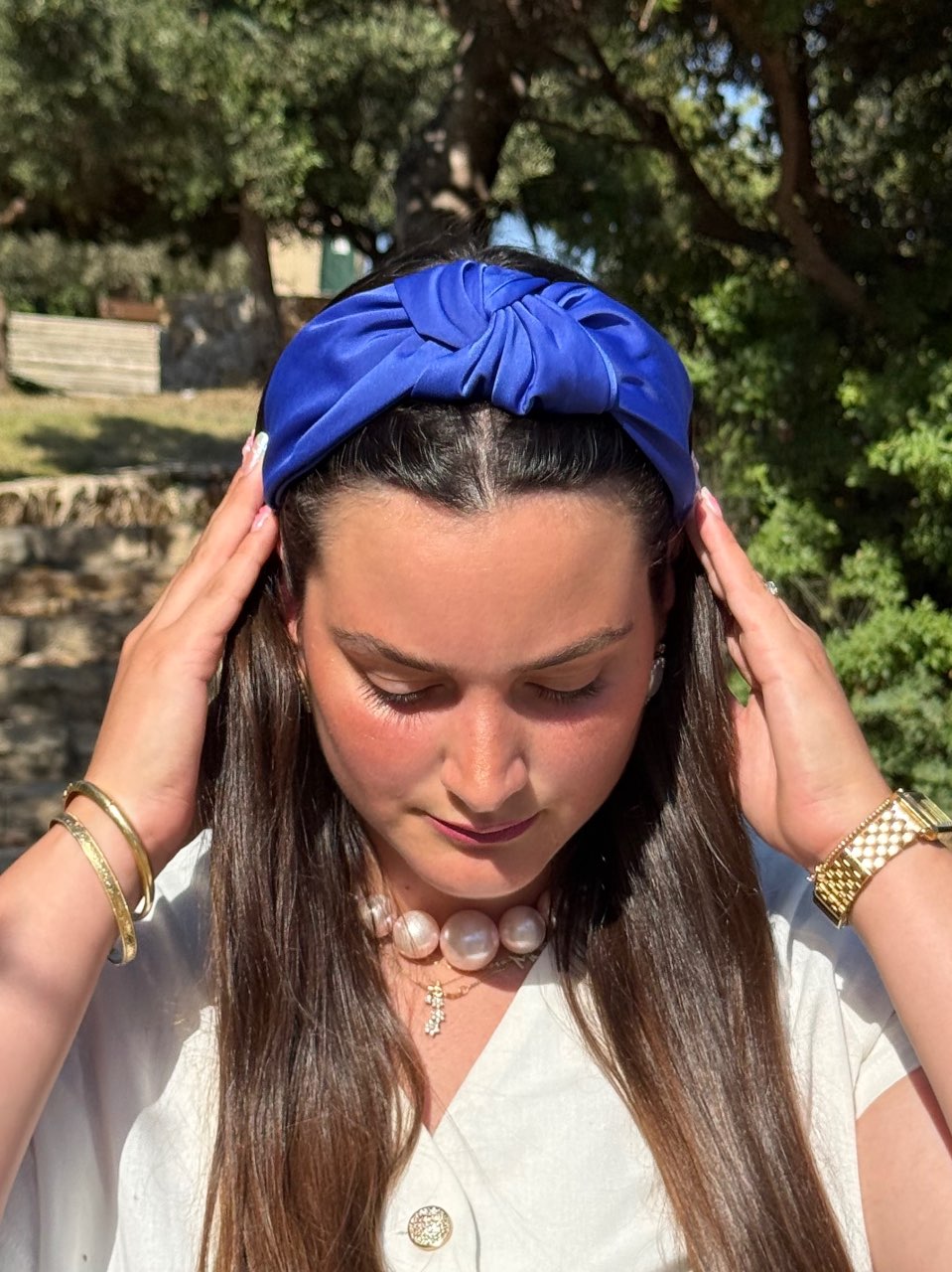 קשת קשירה סאטן-כחול