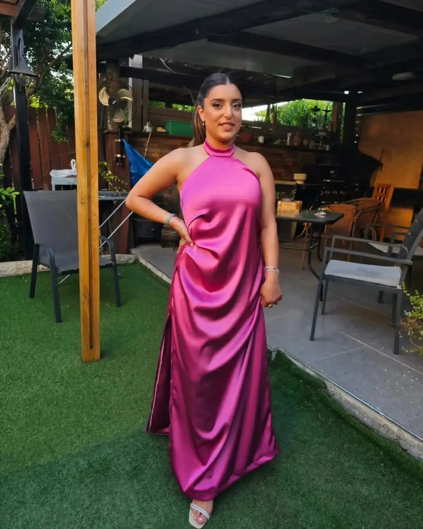 שמלת ערב ורודה