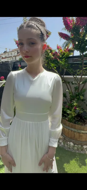 שמלת בת מצווה קלאסית עליון סאטן