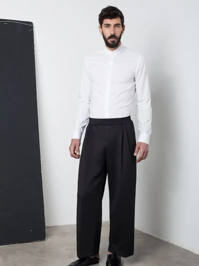 מכנסי סקובה מחויטים לגברים: דוגמת יהלום שחורה, בהשראה יפנית