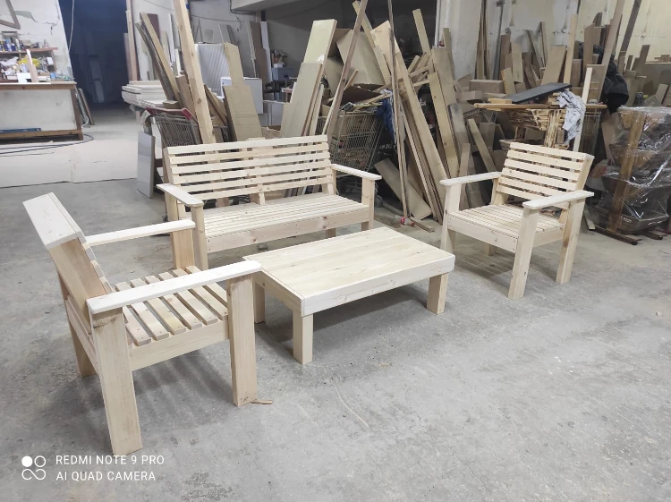 ספסל זוגי פלוס 2 כורסאות ושולחן