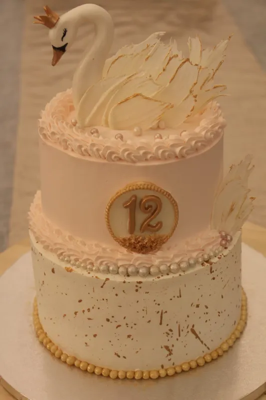 🦢עוגת בת מצווה ברבור🦢 ברבור מפוסל מבצק סוכר