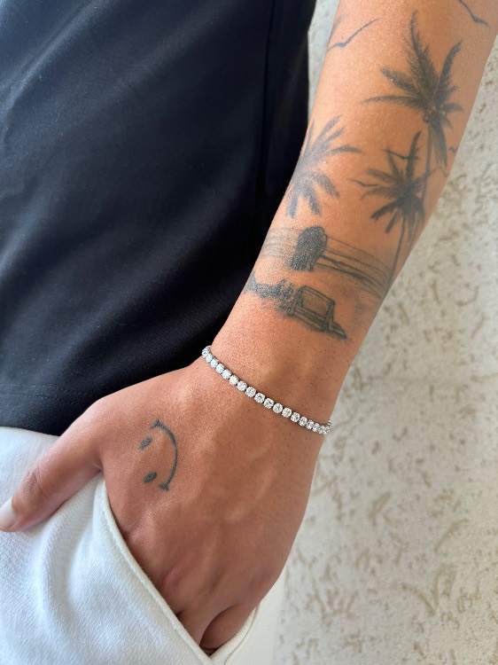 צמיד טניס כסוף משובץ 4 מ"מ