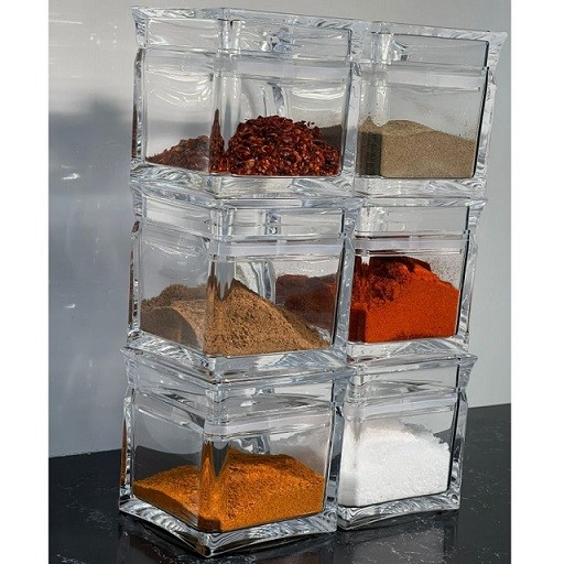 מארז 6 קופסאות אקריליות גודל S לתבלינים 